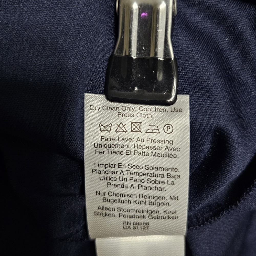 DKNY Women Dress Size 8 Fits Medium Faux Wrap V-Neck Long Sleeves Blue New - Picture 9 of 10